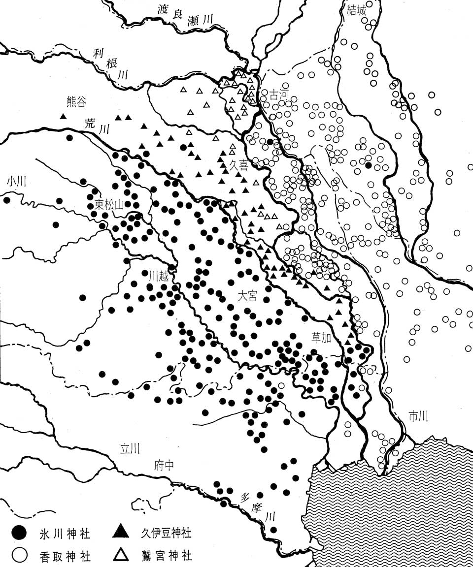 埼玉県東部の神社分布図