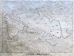 七天王塚と猪鼻城周辺図