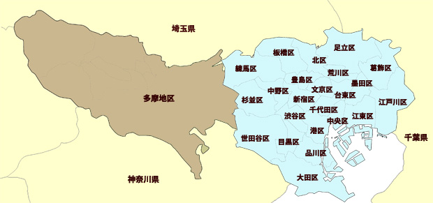 地区別寺院案内へのリンクマップ