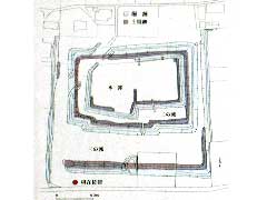 掲示板記載の大堀山館跡平面図