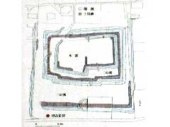 掲示板記載の大堀山館跡平面図